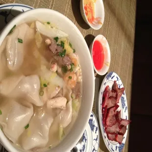 Wonton soup and BBQ pork