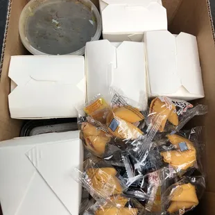 a box full of food items