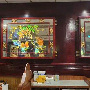 Beautiful cultural pictures decorating the restaurant