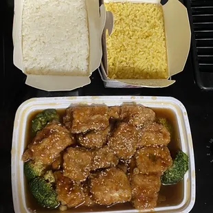 Plain White Rice, Plain Fried Rice, Sesame Tofu