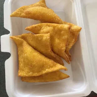 Order of Crab Rangoons. Tastes delicious just like any other Chinese restaurant also only $4.99