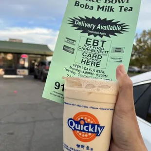 My drink and a food paper menu