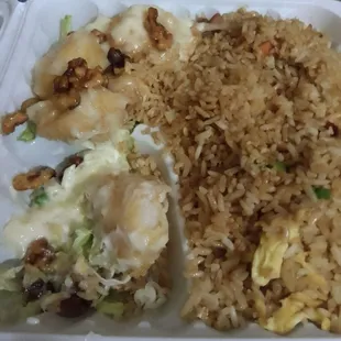 Honey Walnut Shrimp and BBQ Pork Rice Combination Plate