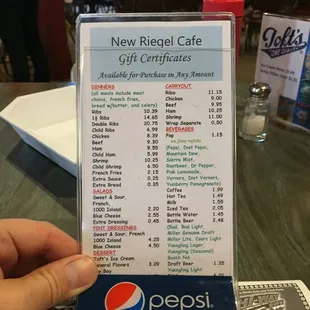 Menu- Save 25 cents by not getting the fries with the ribs :-)