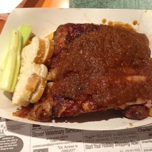Regular rib dinner.  Comes with celery and bread with butter, and a wet washcloth.