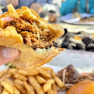 BBQ PULLED PORK SANDWICH (I cut in half)