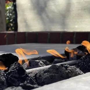 Fire pit table outside