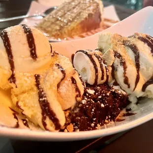 S&apos;mores brownie  Back- bananas foster cake