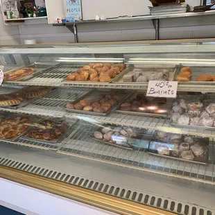 a variety of pastries on display