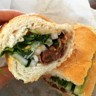 Grilled beef banh mi