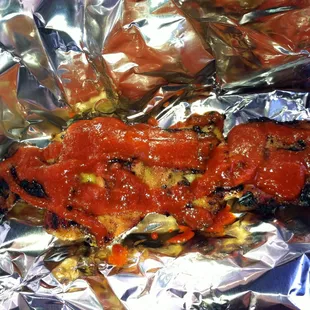 Chicken on a Stick -- extra Sriracha (duh.)