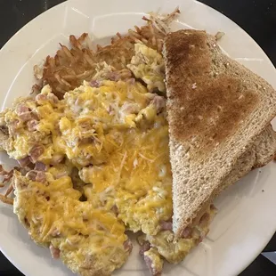 Minced ham, eggs, and cheese