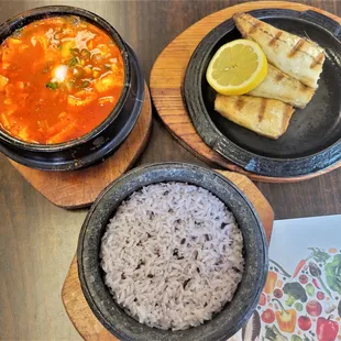 Grilled Mackerel and Soft Tofu Stew Combo, $16.99 - 4.5 Stars