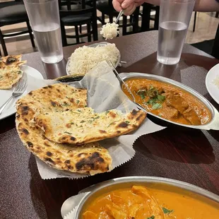 Chicken till Chicken Tikka Masala, Lamb Curry, garlic nan, rice