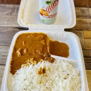 Rice/Entree &quot;bowl&quot;, $6.99, w a diet squirt, $1.29 = $9.00. 1 item combo is $2 more, but you get fresh naan.