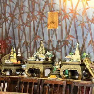 a long table with a lot of food on it