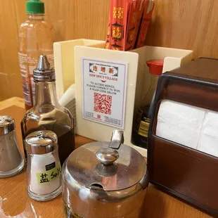 a variety of condiments and condiments