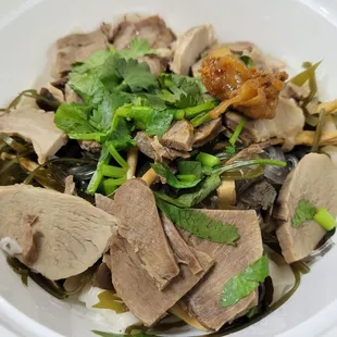 Takeout for lamb noodle soup (before pouring the soup in)