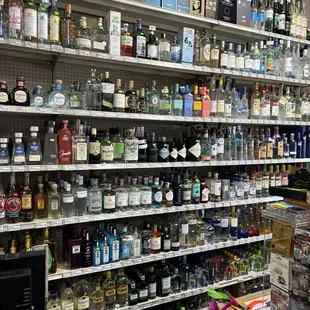 shelves of liquor