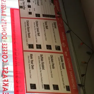 a menu for the restaurant