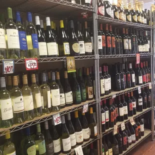 Good selection of white wine, red wine, and champagne.