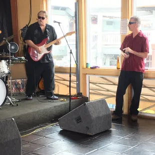 a band performing on stage