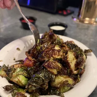 a plate of brussels sprouts