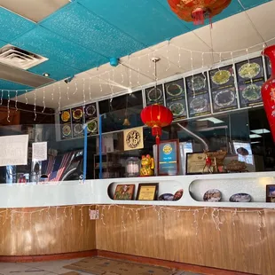 the front counter with the main menu items behind