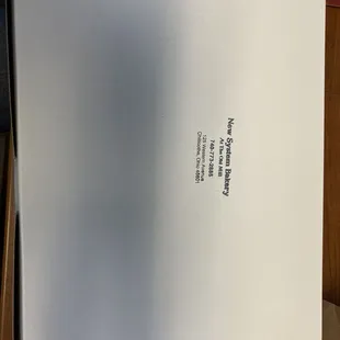 the back of the menu