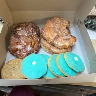 Apple fritters iced sugar cookies crescent doughnuts
