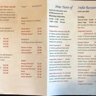 menu