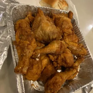 15pc fried chicken dark meat for $15.95 with corn bread!