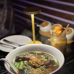 Duck leg egg noodle