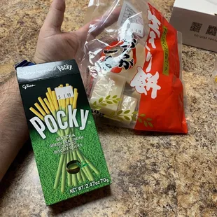 Pocky and mochi !!! Sooo good!!