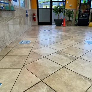 a tiled floor