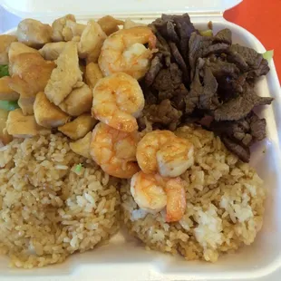 Hibachi chicken, shrimp, and steak...$9