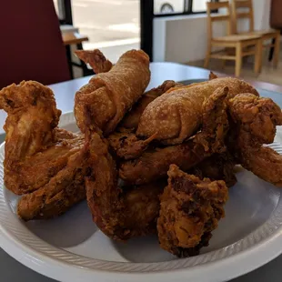 fried chicken on a paper plate