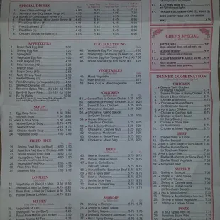 menu