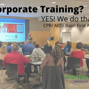 Corporate training!
CPR, AED, BASIC FIRST AID, SAFETY TRAINING, EMERGENCY RESPONSE, BLOOD BOURNE PATHOGENS