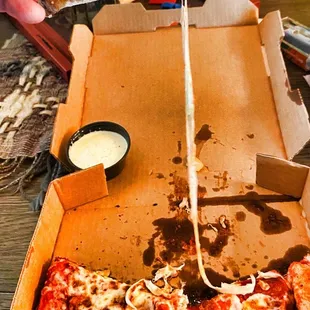 Small Half &amp; Half pizza  Cheese hanging score  perfect 10/10   Ranch score 8.4/10