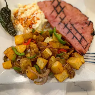 Grilled Ham Steak, Country Potatoes, &amp; Egg Whites