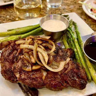 The ribeye special is great; we both got it.