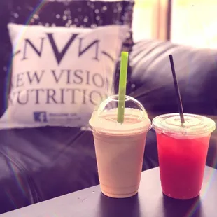 two drinks on a table