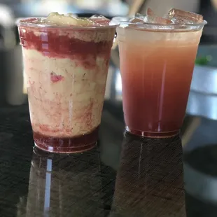 two beverages on a table