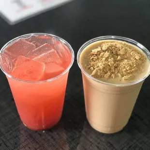 two drinks on a table