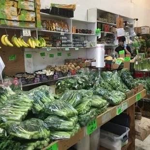 Lots of Chinese vegetables for sale including pea sprouts which I don't always see
