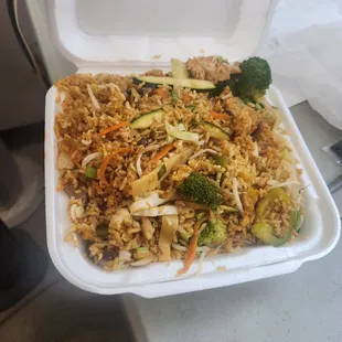 Combination Fried Rice with beef, shrimp and chicken.