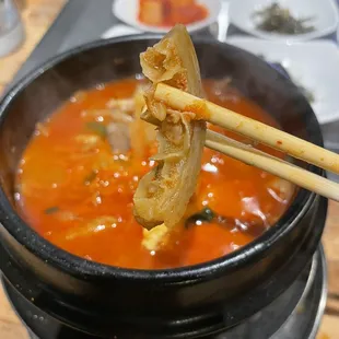 Beef tripe in the ox intestine soup