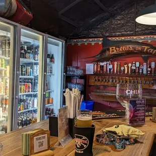 Bar area showing taps and cooler