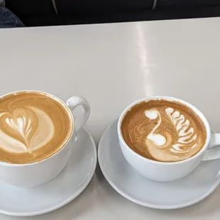 two cups of cappuccino